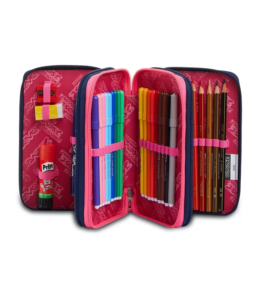 Shop Seven ® 3 Zip Pencil Case - Love Your Soul