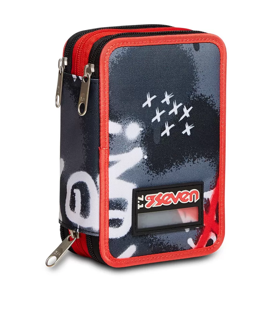 Shop Seven ® 3 Zip Pencil Case - Rock On Boy