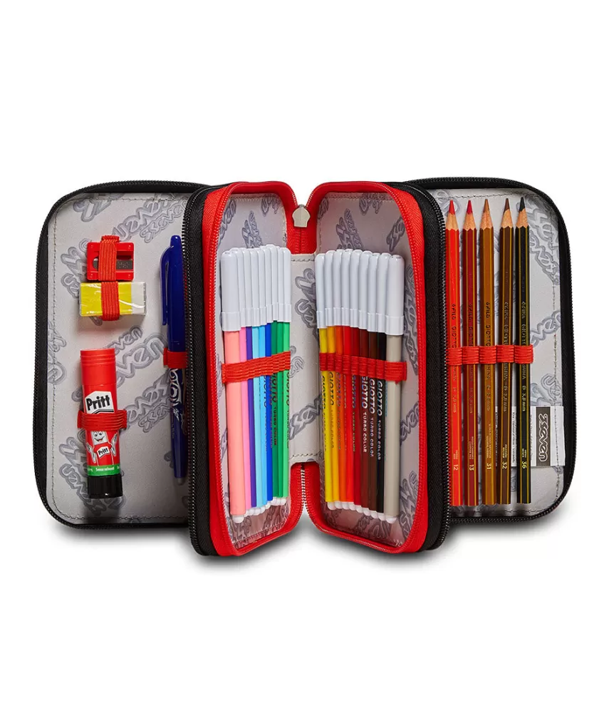 Shop Seven ® 3 Zip Pencil Case - Rock On Boy