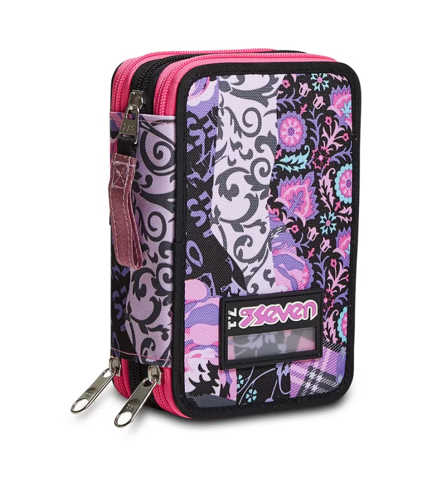 Discount Seven ® 3 Zip Pencil Case - Rosegrove Girl