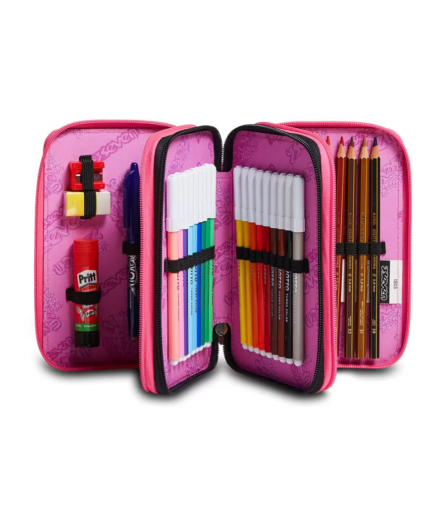 Discount Seven ® 3 Zip Pencil Case - Rosegrove Girl