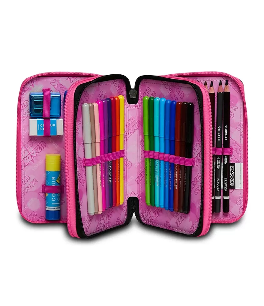 Discount Seven ® 3 Zip Pencil Case - Zipper Glamy
