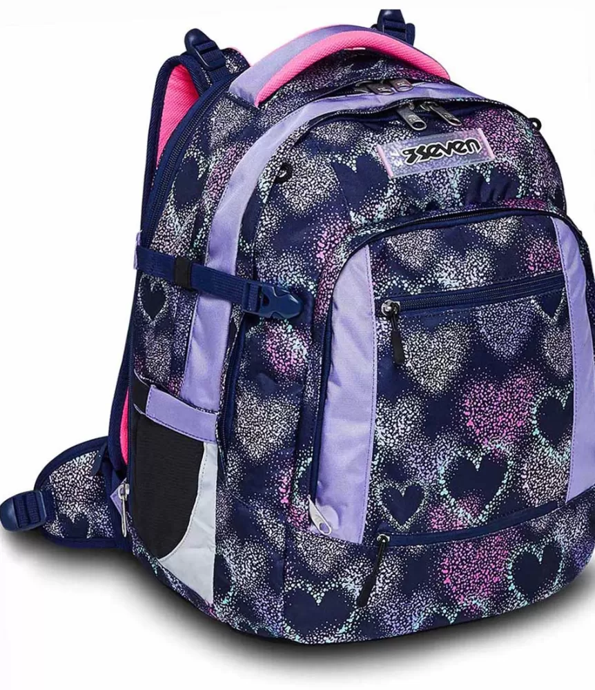Outlet Seven ® Updown Twice School Backpack - Shading Heart